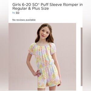 6/$20 SO Puff Sleeve Romper NEW WITH TAGS. Size XL 14-16